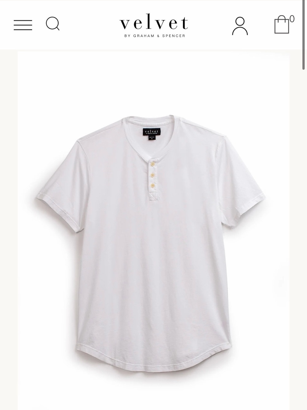 Velvet by Graham & Spencer White Short-Sleeve Fulton Henley Tee